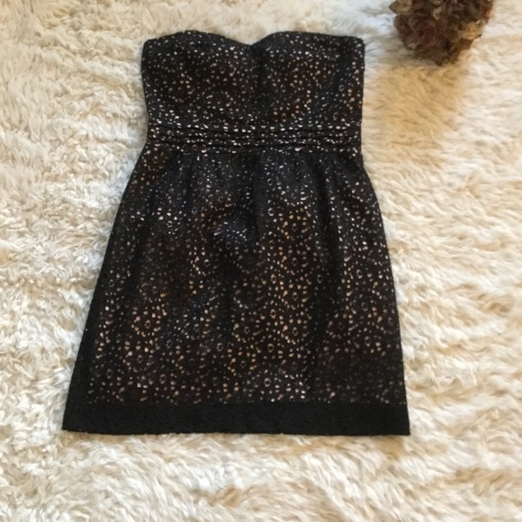Twenty One Black Eyelet Mini Strapless Dress - Picture 1 of 6